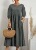 Women's Lantern Sleeve Cotton And Linen Dress