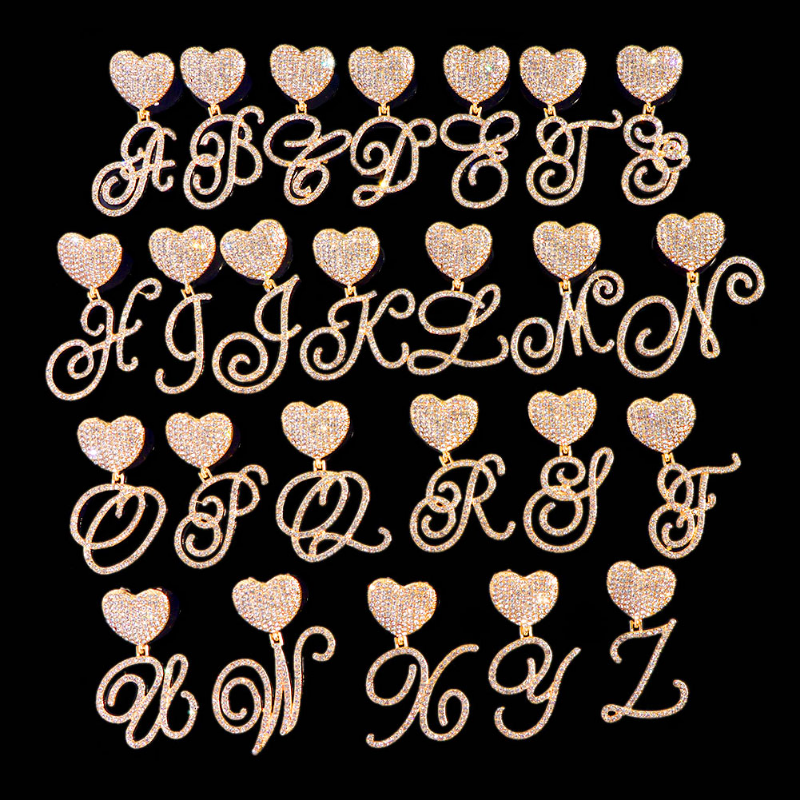 A-Z Cursive Letter Heart Pendant - Buulgo