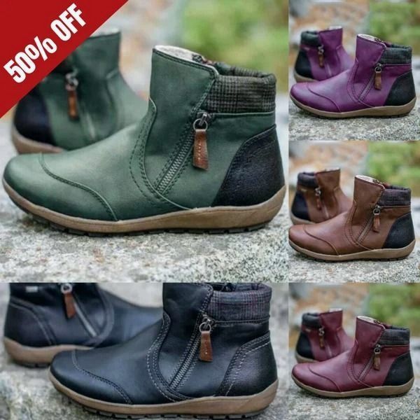 （🌲Early Christmas Sale- 50% OFF）Women Zipper Waterproof Ankle-Support Boots