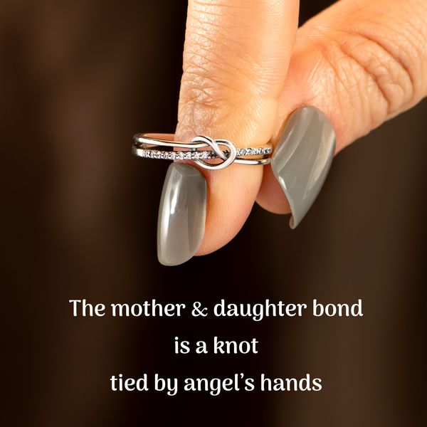 MOTHER & DAUGHTER BOND DOUBLE BAND KNOT RING