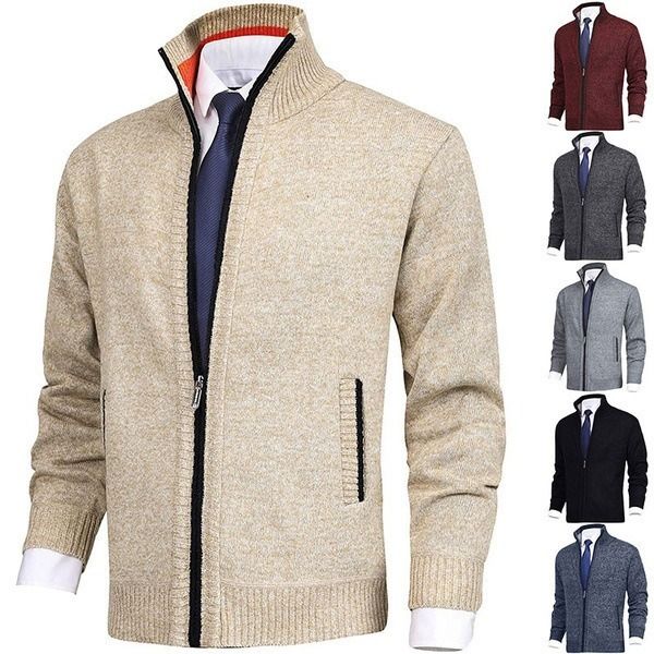 Solid Color Stand Collar Fashion Cardigan