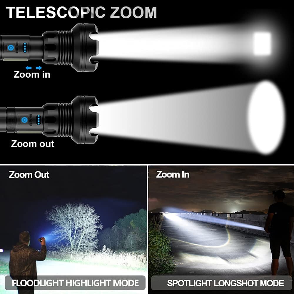 Super Bright, Powerful,High lumens,Long-Size Tactical Flashlights with Rechargeable battery