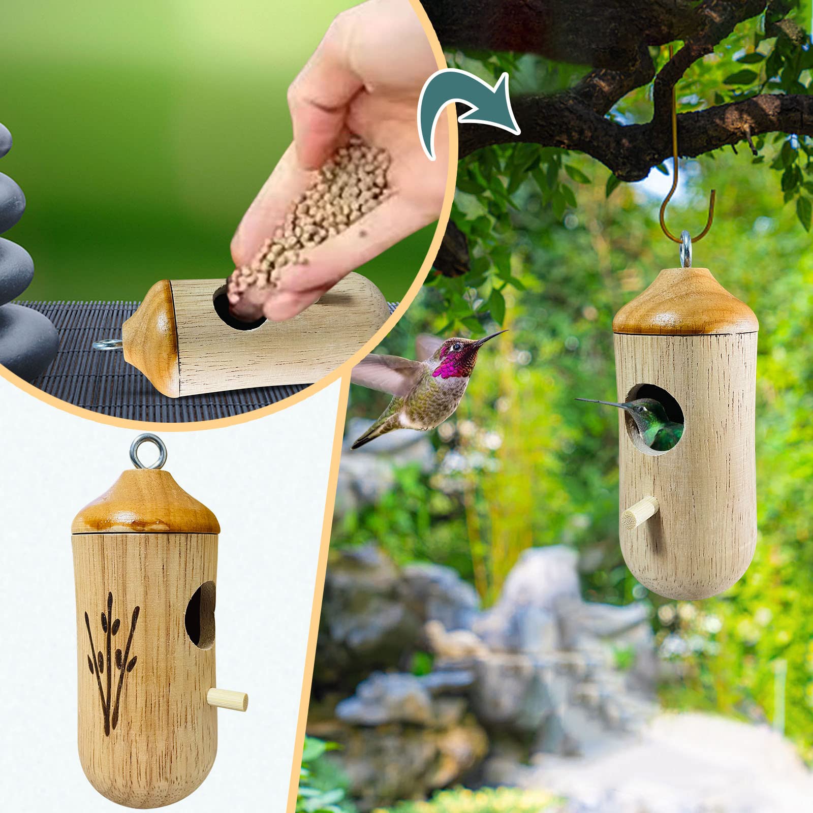 Wooden Hummingbird House-Gift for Nature Lovers