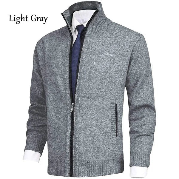 Solid Color Stand Collar Fashion Cardigan