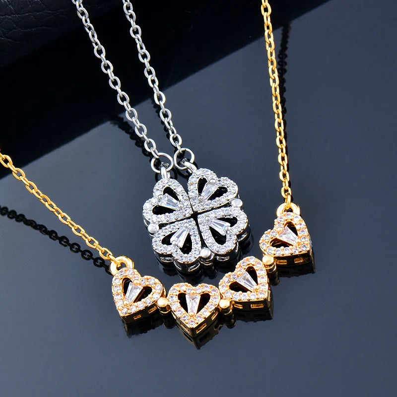 2023 New Upgrade Heart Clover Necklace with Magnetic Folding