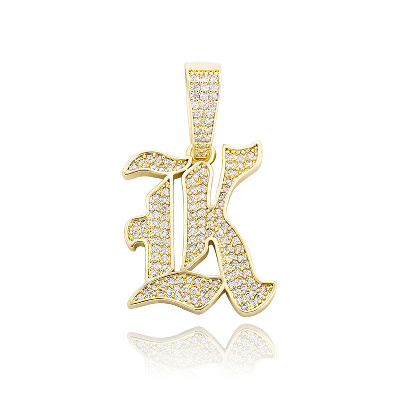 Iced Old English 26 Letters Pendant - Buulgo