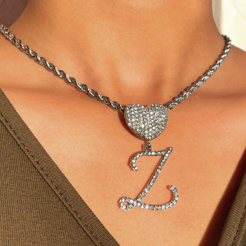 A-Z Cursive Letter Heart Pendant - Buulgo