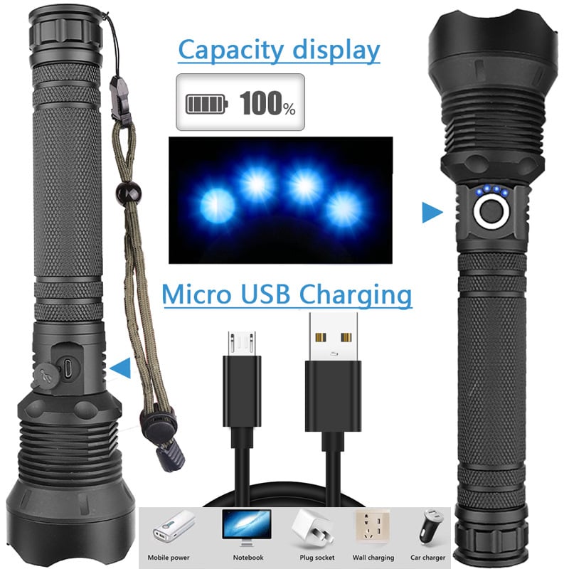 Super Bright, Powerful,High lumens,Long-Size Tactical Flashlights with Rechargeable battery